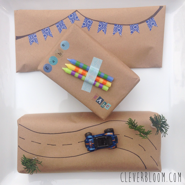 Gift wrap for a boy. Super cute gift wrapping inspiration on cleverbloom.com Click here!