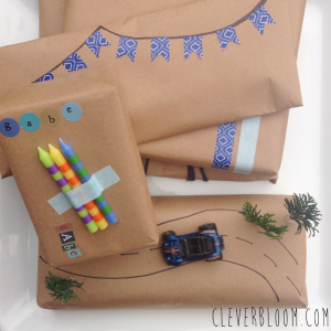 Gift wrap for a boy. Super cute gift wrapping inspiration on cleverbloom.com Click here!