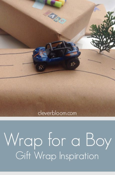 Visit cleverbloom.com for fun ways to wrap gifts for young boys. These are so fun and so cute!