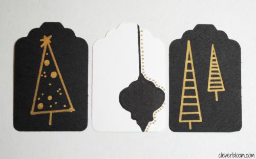 Free Printable! Hand drawn gift tags. Black, White, and Gold.