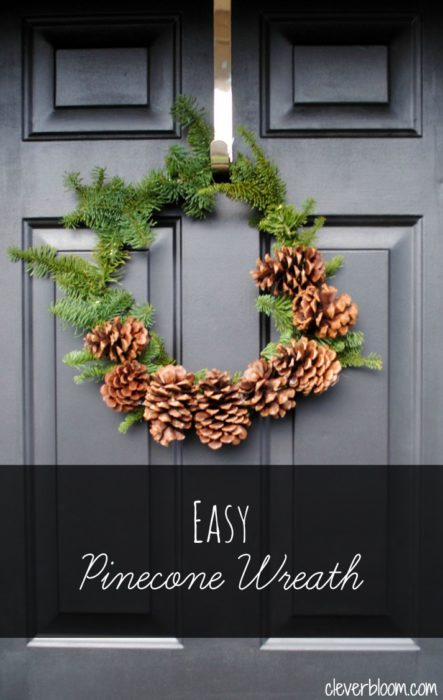 This Easy Pinecone Wreath is beautiful.  Visit cleverbloom.com for a tutorial.