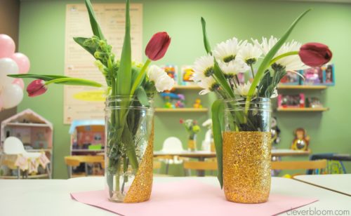 These DIY Gold Glitter Mason Jars are perfect to spice up any occasion. Visit cleverbloom.com for a step by step tutorial with lots of pictures to help you along. Don't waste your money on high end vases when you can DIY!