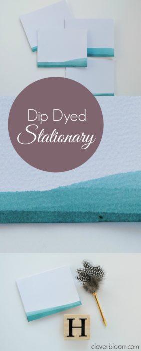 Learn how to make this beautiful dip-dyed stationary using Rit Dye and watercolor paper. This technique is perfect for stationary, cards, gift tags, business cards, and more.