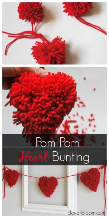 This Valentine's Pom Pom Heart Bunting is so cute! It's really unique and so fun to make. Visit cleverbloom.com for a tutorial with lots of step by step pictures.