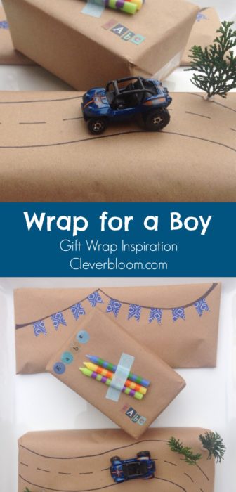 Are you going to a birthday party for a young boy? Visit cleverbloom.com for super cute gift wrap inspiration!