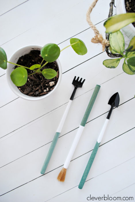 DIY Dip Dyed Plant Tools - Easy gift for the plant lover in your life. Clever Bloom 