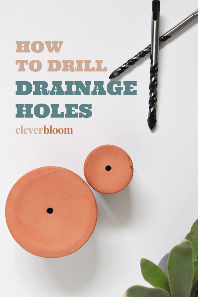 Learn How to Drill Drainage Holes for Houseplants in all of your thriftstore finds - Clever Bloom #planttips #houseplants #indoorplants #pottery