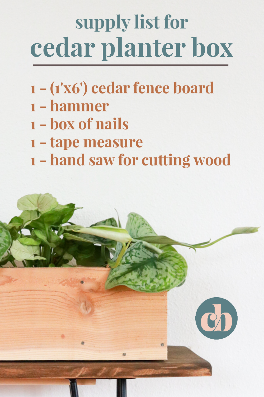 This easy weekend DIY can be made with just ONE cedar fence board. Make this Cedar Planter Box for your indoor or outdoor garden. Clever Bloom #houseplants #woodenplanter