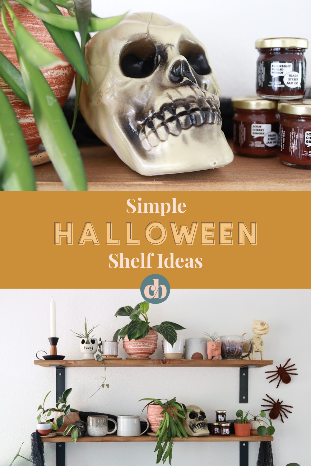 Simple Halloween Shelf Ideas that are inexpensive and easy to create. Clever Bloom